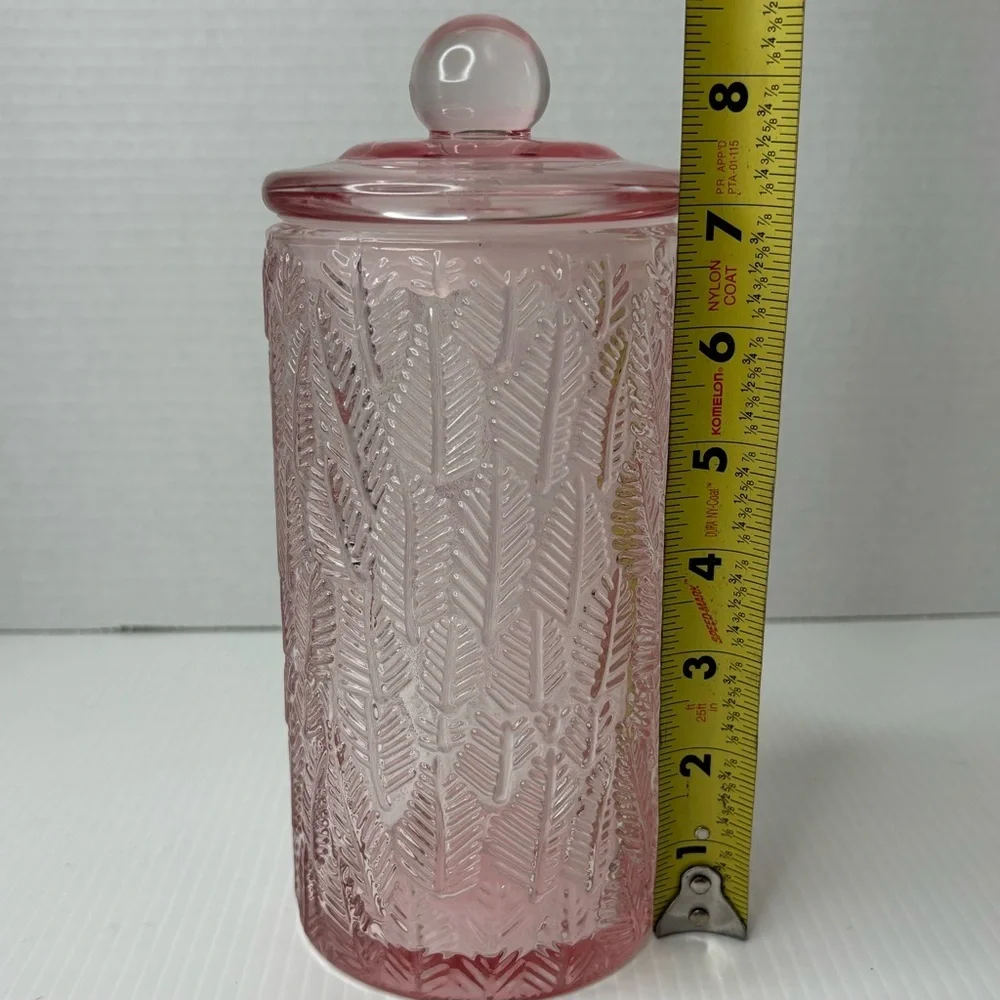 Lifestyle Products Pink Embossed Glass Container Jar With Lid
